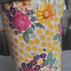 Mackenzie Childs Buttercup trash can enamel New